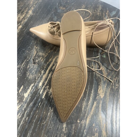 Michael Kors Ballet Flats Pointy Toe Nude Ankle Tie Lightly worn no box Size 7 - Picture 11 of 15